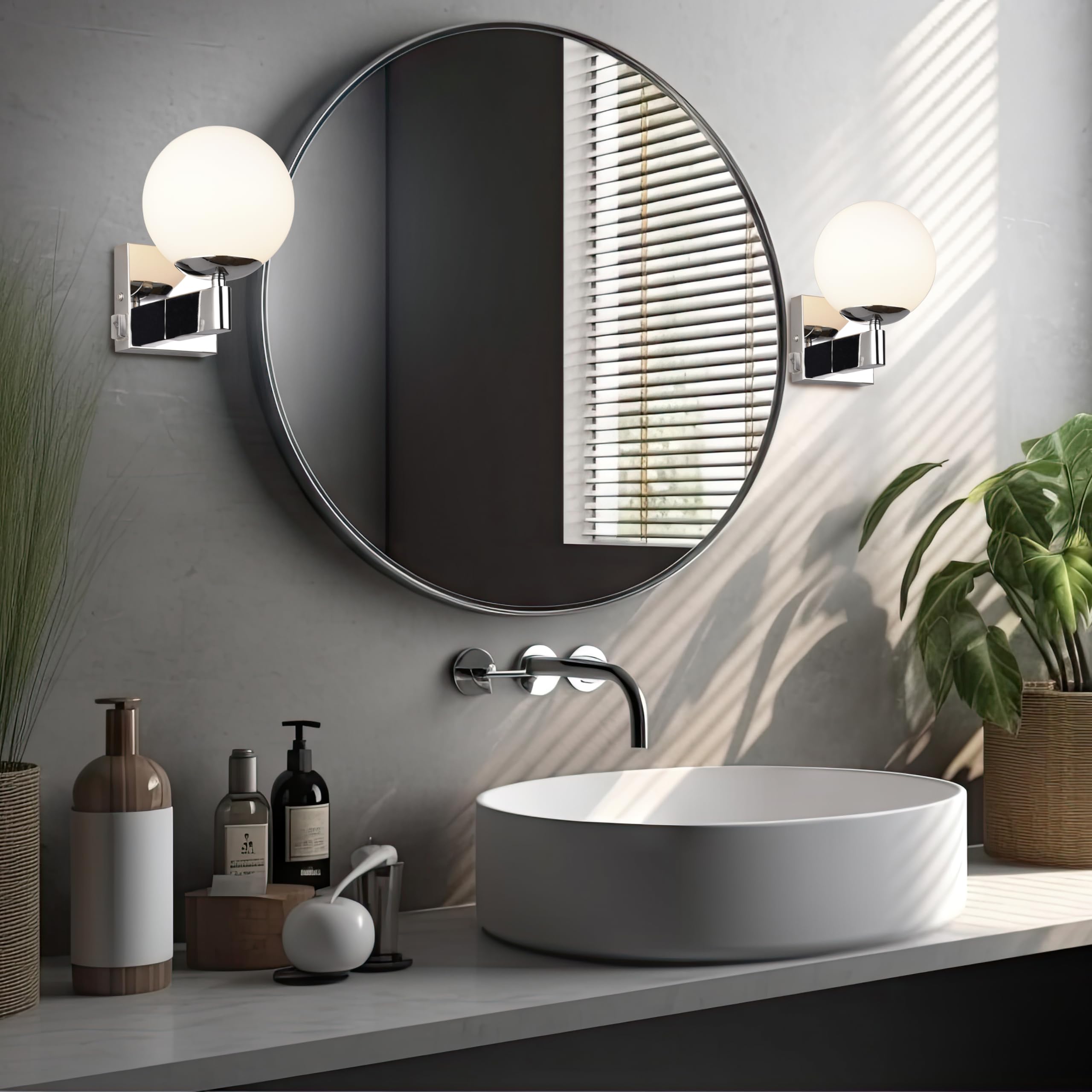 Trio Leuchten Applique Salle de bain Kula 284270106 Métal Chrome Verre Blanc E14