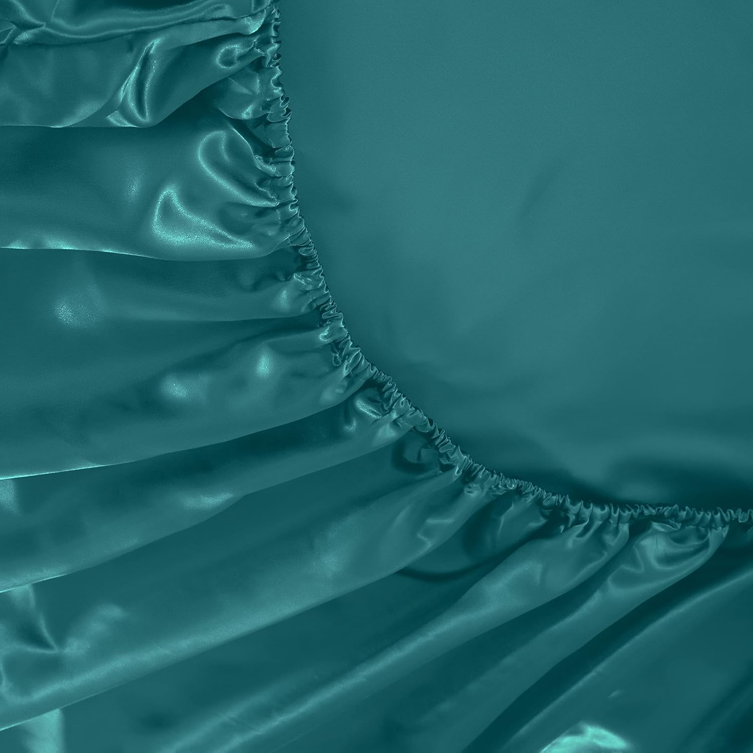 Sfoothome 4-Piece Queen Size Satin Sheet Set - Teal, Fitted Sheet, Flat Sheet, 2 Pillowcases