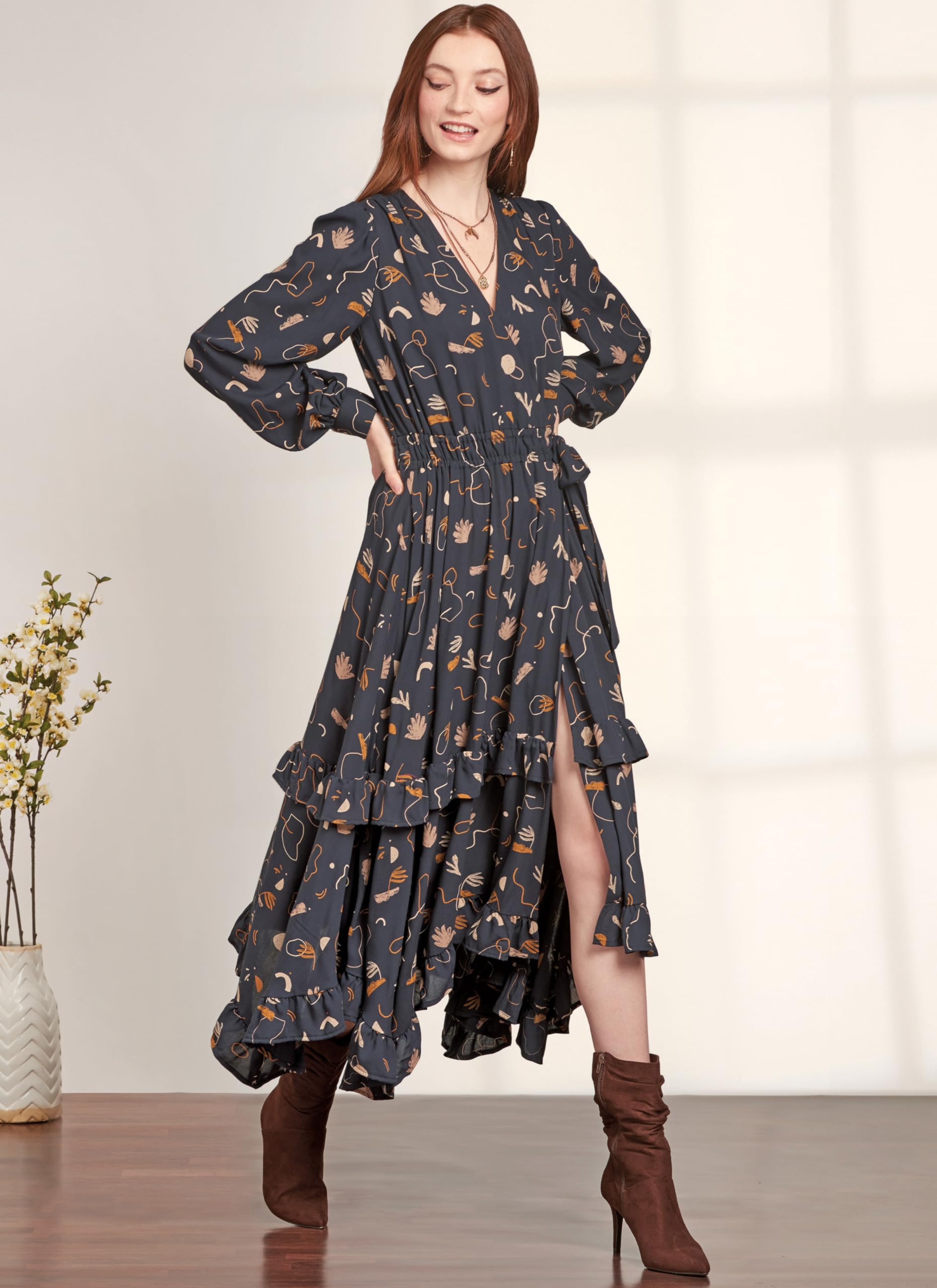 knee length dresses for ladies Wildwood Wrap Dress Sewing Pattern (PDF) – Sew House Seven main image 0
