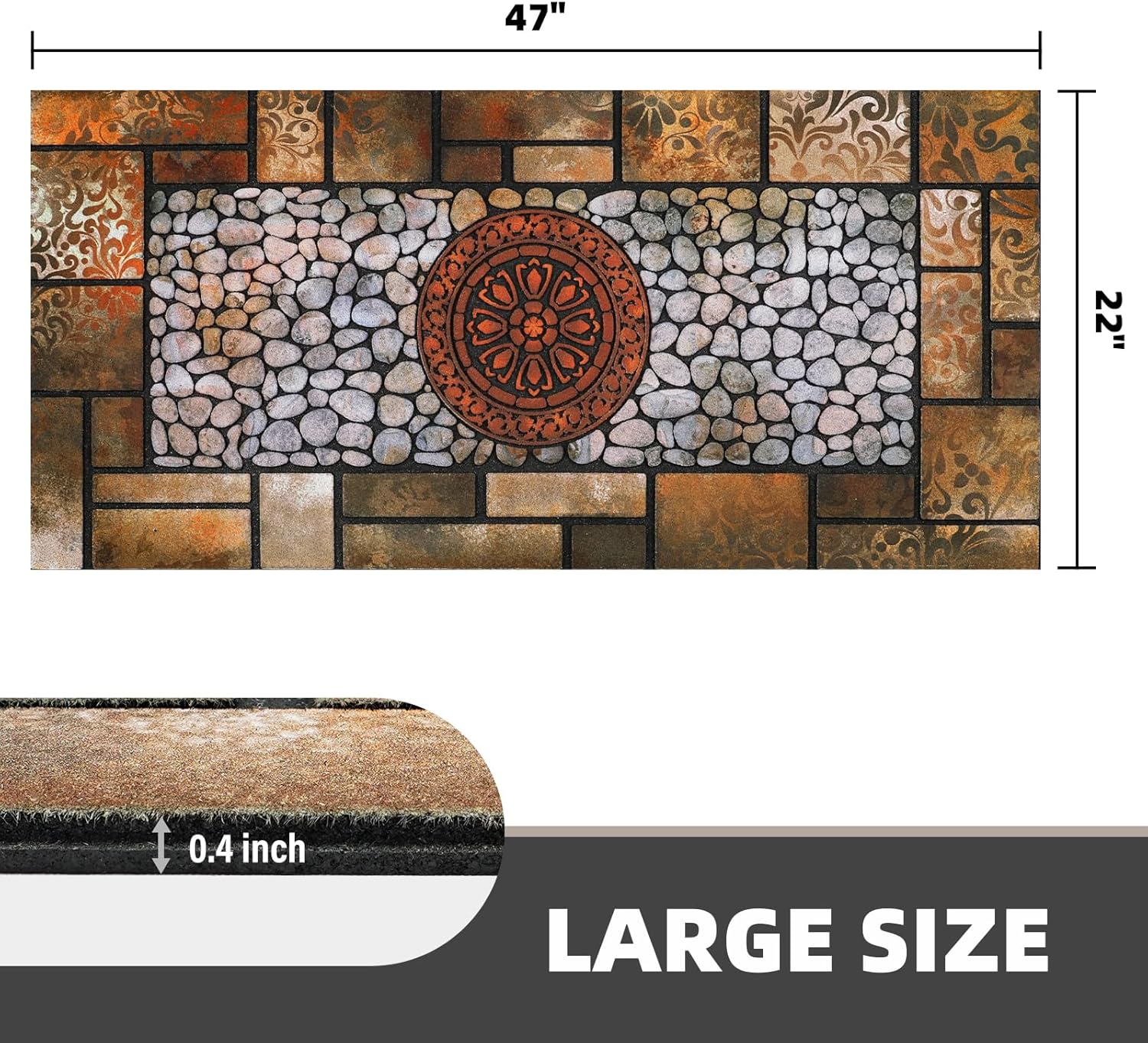 Large 47"x22" Heavy Duty Welcome Mat Outdoor with Non-Slip Rubber Backing - Durable Outdoor Door Mat for Front Door Entrance, Garage, Patio & High Traffic Areas（Sunflower）