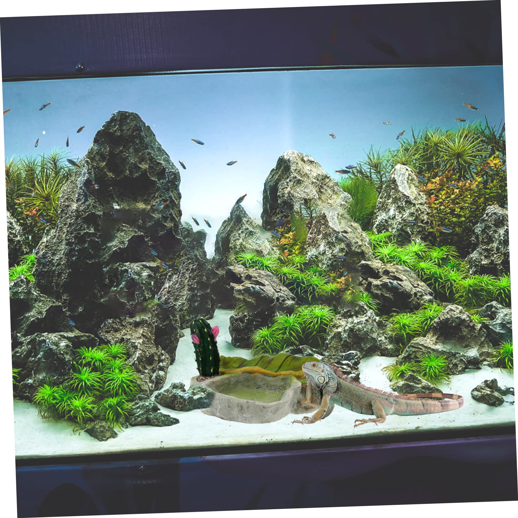 Parliky 1Pc Reptile Food Water Bowl Creative Hand Basin for Lizards Tortoises and Pets for Reptile Tank Decor and Feeding Needs