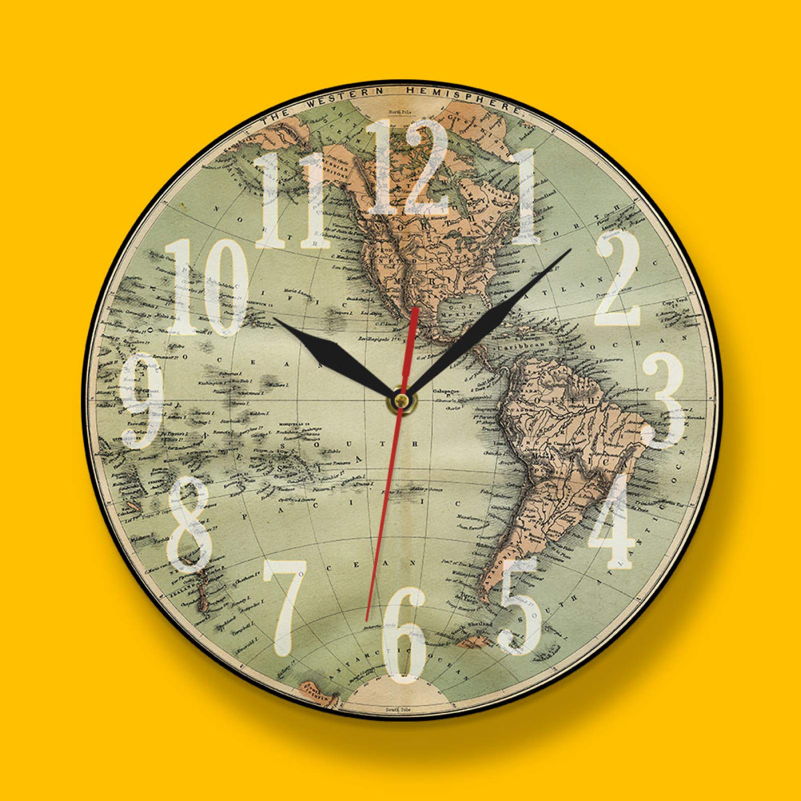 Amazon.co.jp: 壁掛け時計1860アンティーク西半球緑の世界地図印刷され