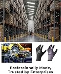 Toolant Gants de travail MicroFoam Gants de sécurité en nylon respirant enduit de nitrile avec coupe en stretchy, poignée ferme & Compatible avec écran tactile, idéal pour le jardinage, Automobile, Entrepôt, Noir (L, 6 Nombre de paires)