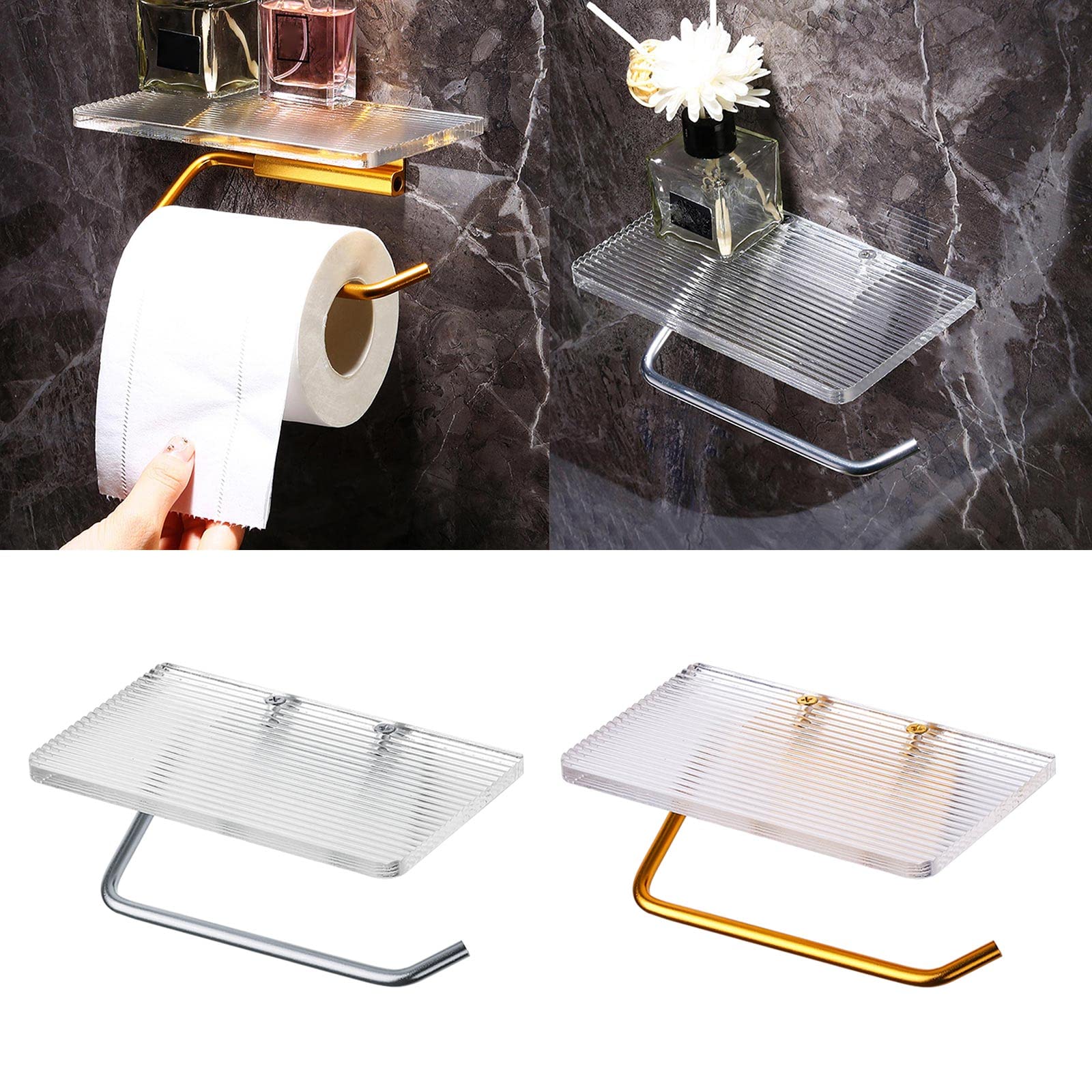 Toilettenpapierhalter Mit Ablage – Wandmontage, Mattschwarz, Zinklegierung, Inkl. Regal Für Smartphone & Mehr