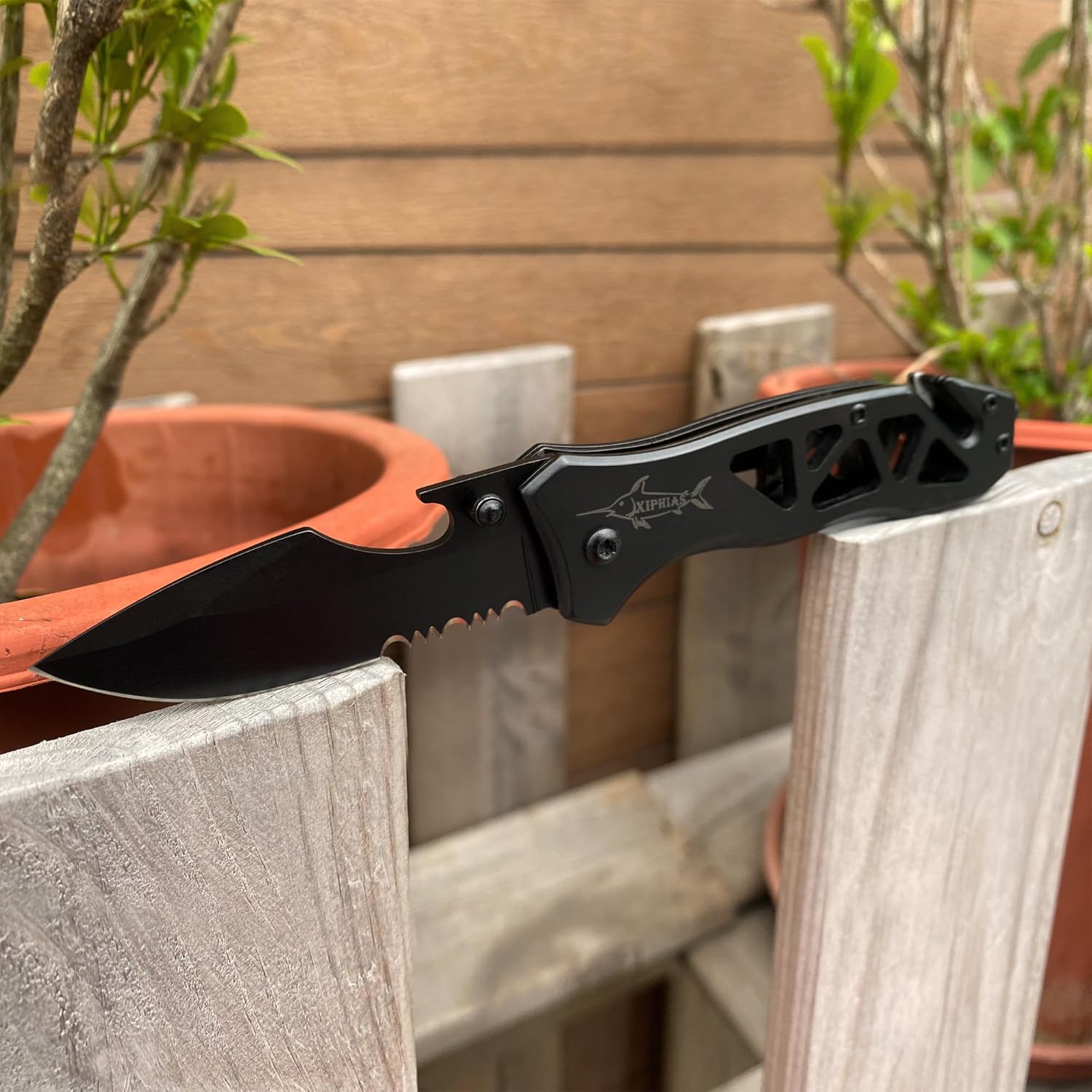 Father‘s Day Mother‘s Day & Birthday Gift for Him Her - XIPHIAS Tactical Folding Knife for Husband, Boyfriend, Father, Wife, Girlfriend, Mom - D2 Steel Blade, Glass Breaker/Bottle Opener/Rope Cutter, Multifunctional EDC Survival Tool for Camping, Hiking, Fishing - XK051-D2