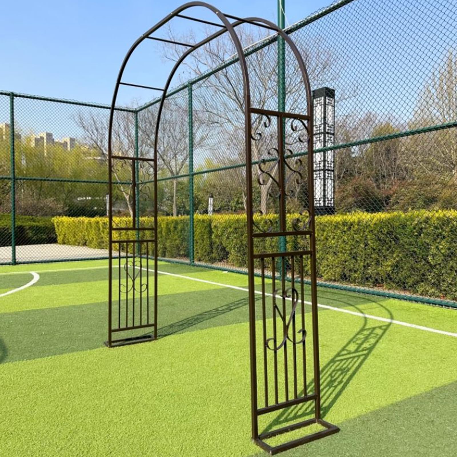 Arco de Rosa,260x230cm Arco Metálico de Jardín,Estructura Resistente a la Intemperie,Ideal para Jardín,Boda y Decoración Exterior(L260xW40xH230cm) Bronce-B