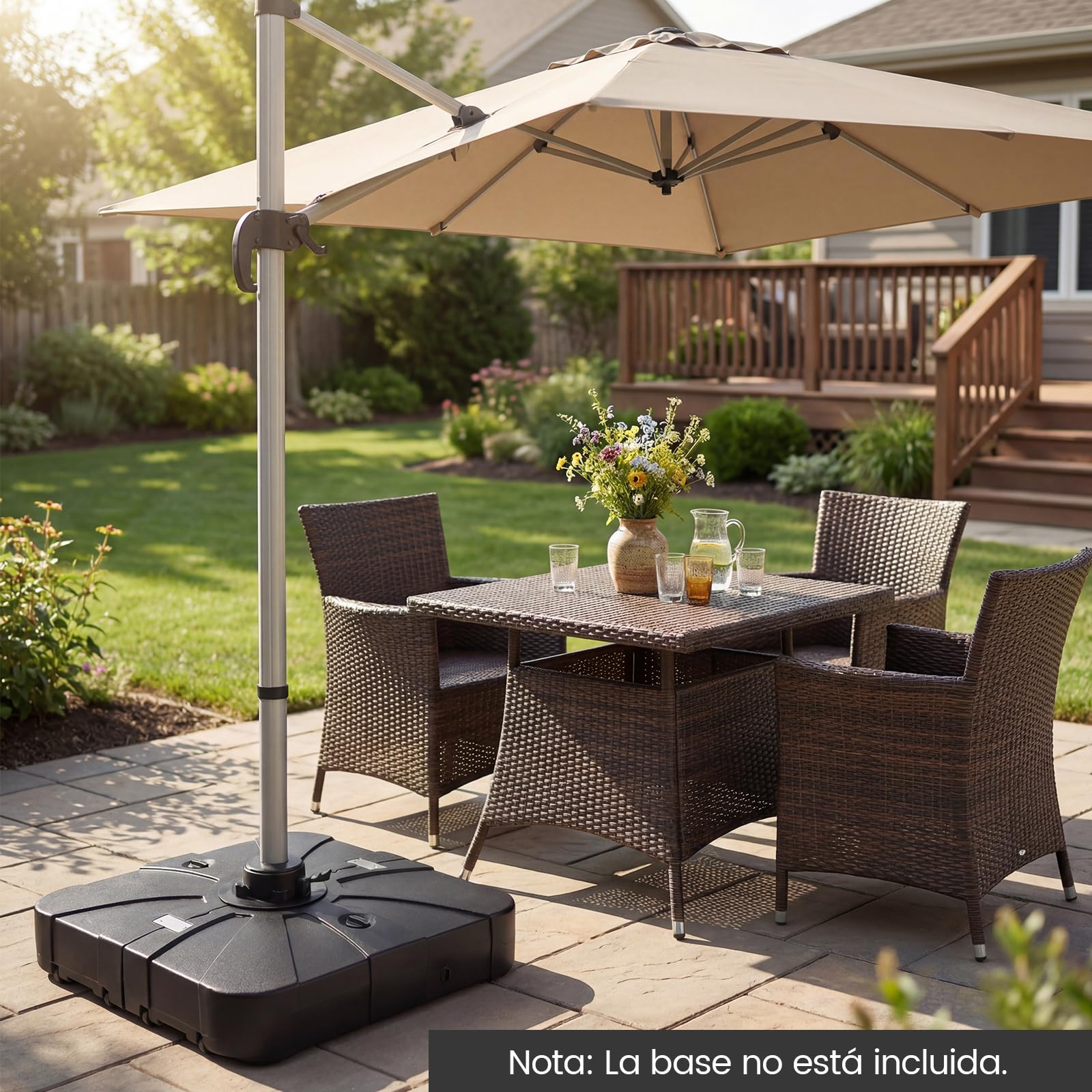 COSTWAY Base para Sombrilla con Ruedas, Soporte para Sombrillas de Patio de Alta Resistencia, Base Cuadrada Rellenable de Agua y Arena, Pie Portátil para Parasol para Terraza, Jardín, Piscina (170 kg)