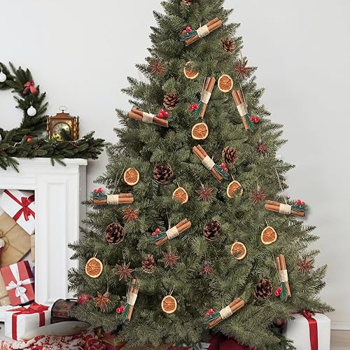 Miniatura 7 de Liliful 30 piezas de decoraciones para árbol de Navidad, rodajas de naranja natural secas, conos de pino natural, adornos rústicos a granel de anís