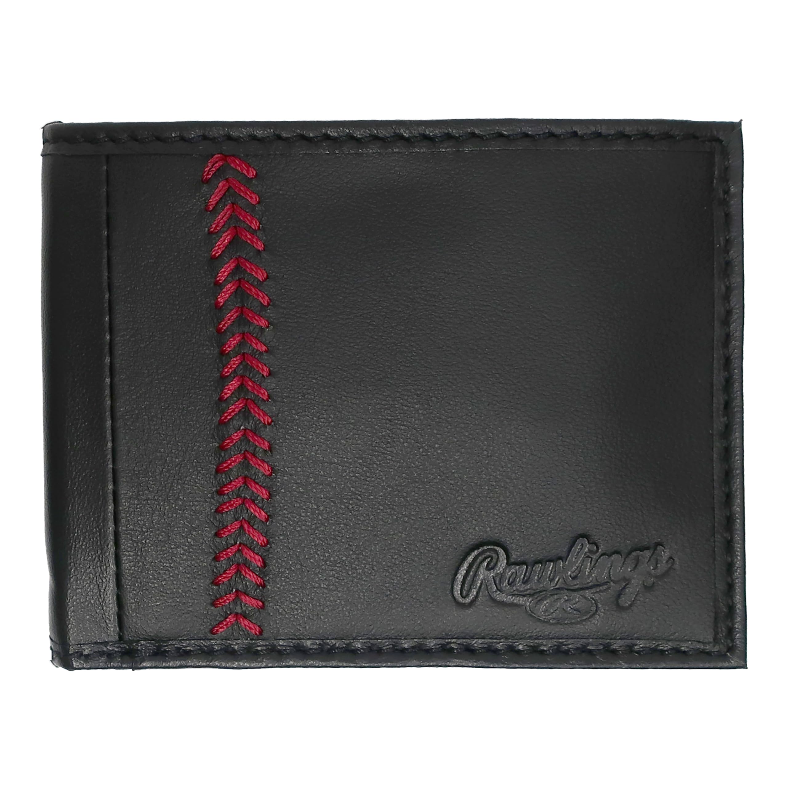 Rawlings Baseball Stitch Leather Bifold Wallet Black