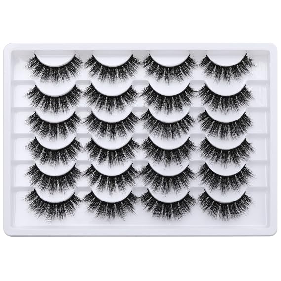 Newcally Eyelashes False Lashes Thick 18MM Long Faux Mink Eye Lashes Pack Dramatic Thick Volume Fake Eyelashes 12 Pairs Soft Reusable Lashes Multipack