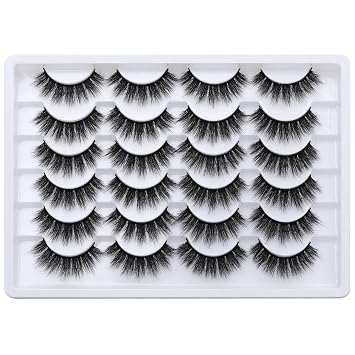 Newcally Eyelashes False Lashes Thick 18MM Long Faux Mink Eye Lashes Pack Dramatic Thick Volume Fake Eyelashes 12 Pairs Soft Reusable Lashes Multipack