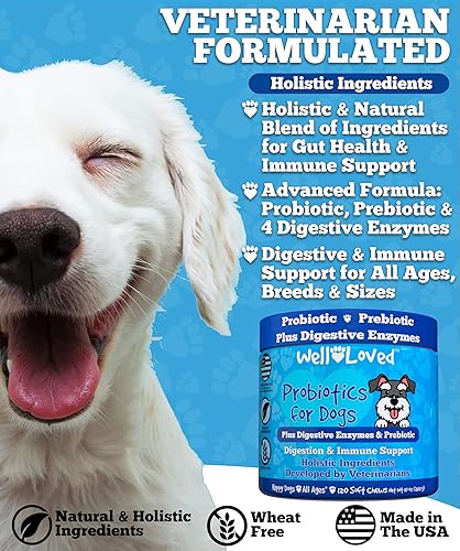 Miniatura 3 de Probióticos para perros, probióticos para perros y enzimas digestivas, fabricados en Estados Unidos, desarrollado por veterinarios, masticables