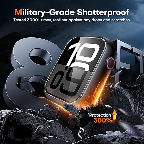 Miniatura 71 de Carcasas Tauri rígida, 2 unidades compatibles con Apple Watch SE Series 6, 5, 4, vidrio templado de dureza 9H integrado, delgada, a prueba