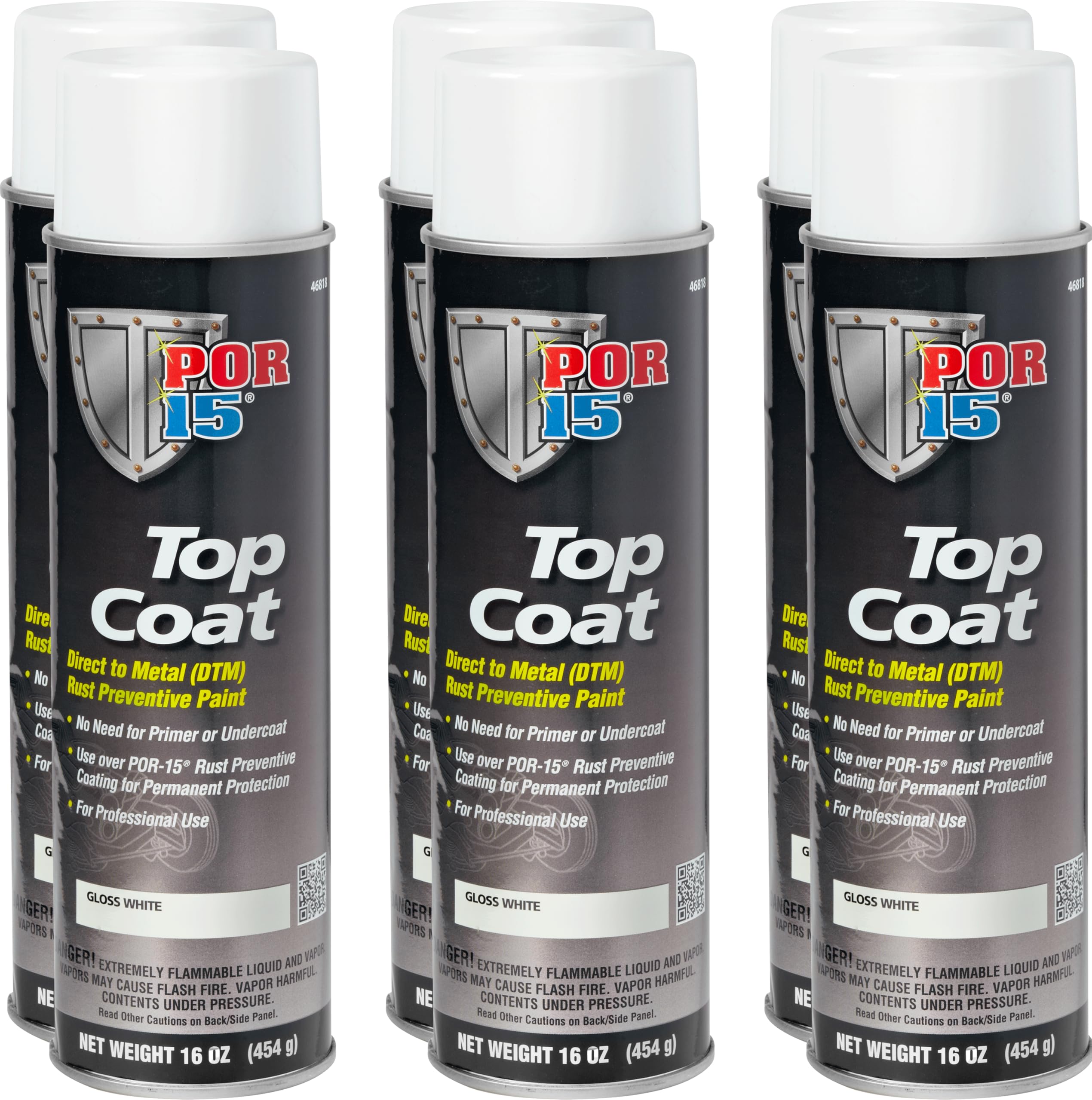 POR-15 6 PK, White Gloss, Top Coat Automotive Spray Paint, 90 oz (Pack of 6)