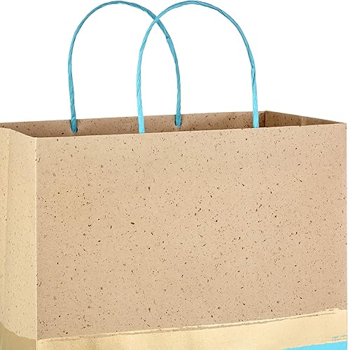 Miniatura 4 de Hallmark Bolsas de regalo de papel grandes de 13 pulgadas (paquete de 6, turquesa y kraft) para cumpleaños, Pascua, bodas, día de la madre, baby