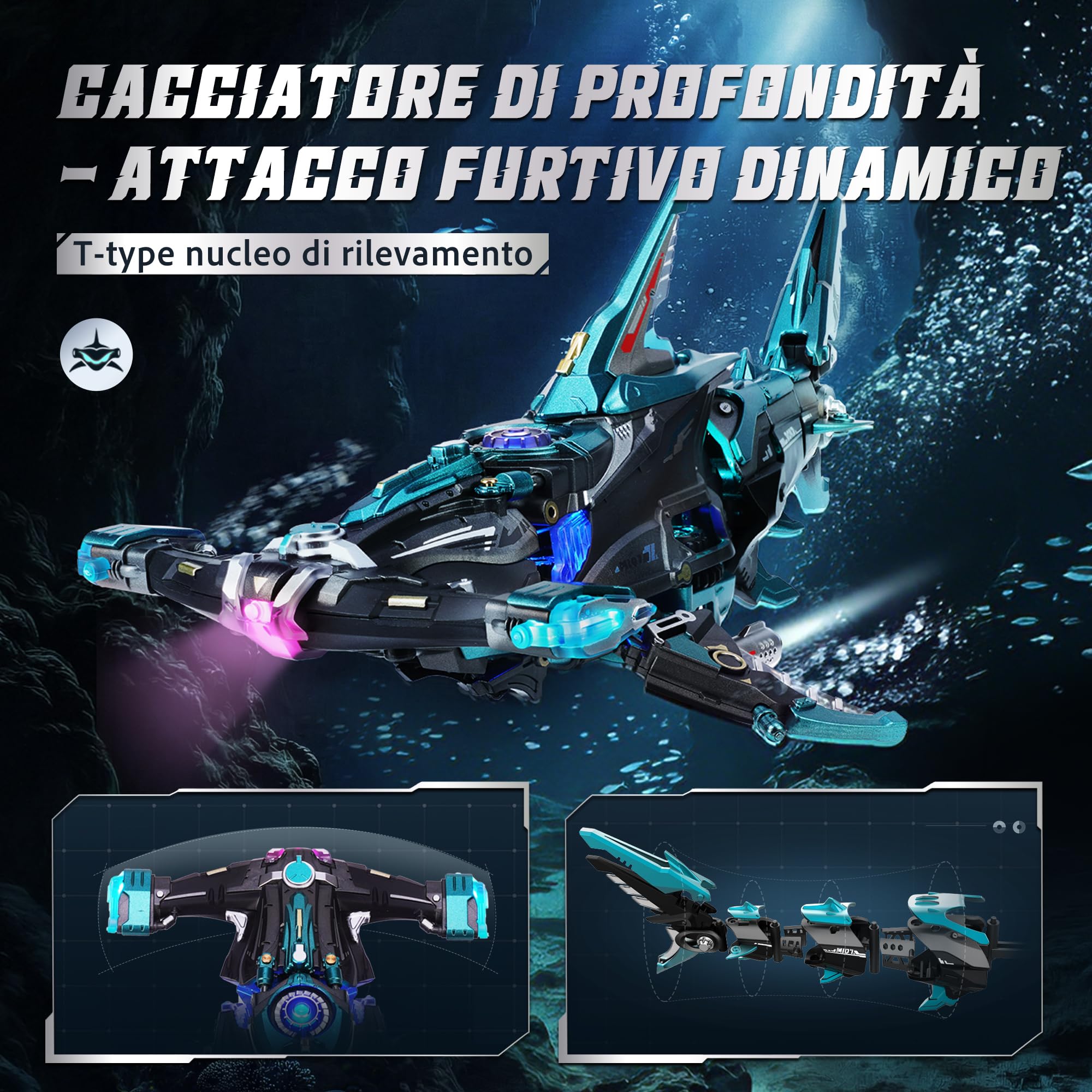 ROKR Puzzle 3D Meccanico Squalo Martello, Modello di Animale Marino con Effetto Movimento e Luce LED per Adulti, Puzzle 3D da Collezionare (MI07)