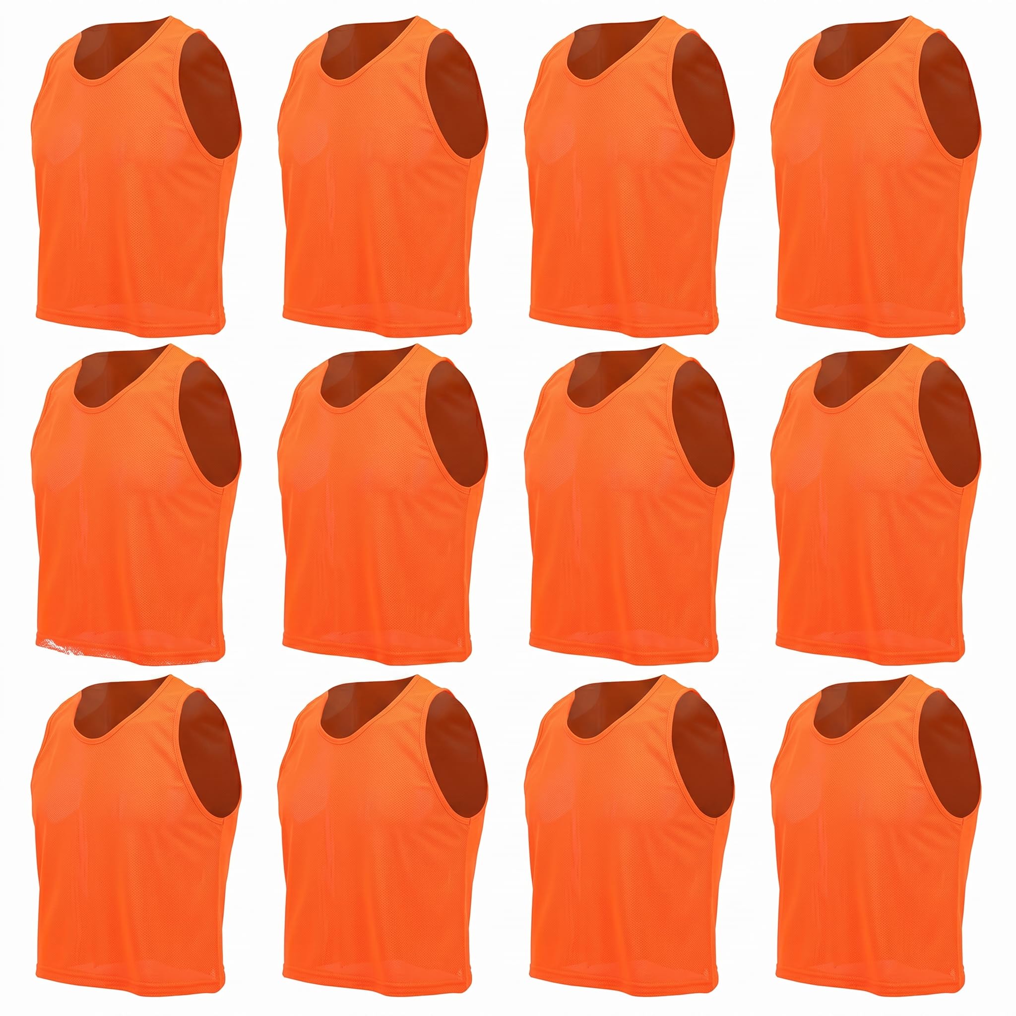 VBESTLIFE Team Practice Vests,Set of 12 Nylon Mesh Scrimmage Vest/Pinnies/Team Practice Jerseys for Children, Orange, Small-image-36