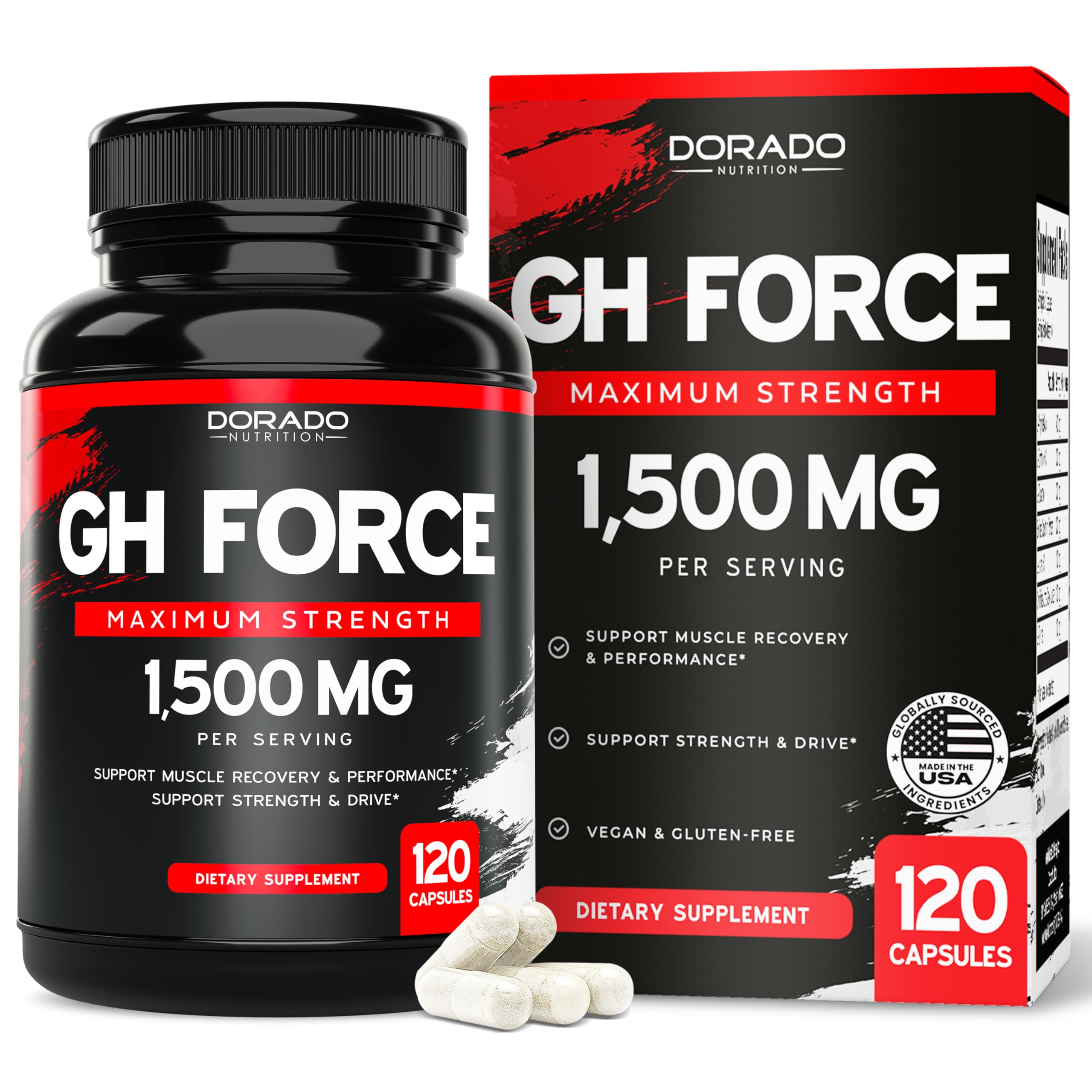 HGH Supplements for Men & Women (120 Count) 1500mg Support Muscle Growth & Healthy Levels of Human Growth Hormone for Men, Promote Healthy Muscle & Recovery For Men Post Workout Supplement - USA Made