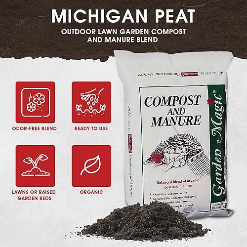 Miniatura 3 de Michigan Peat - Compost mágico y estiércol de jardín de 40 libras con mezcla sin olor y naturalmente húmedo y fibroso para césped y jardín, paquete