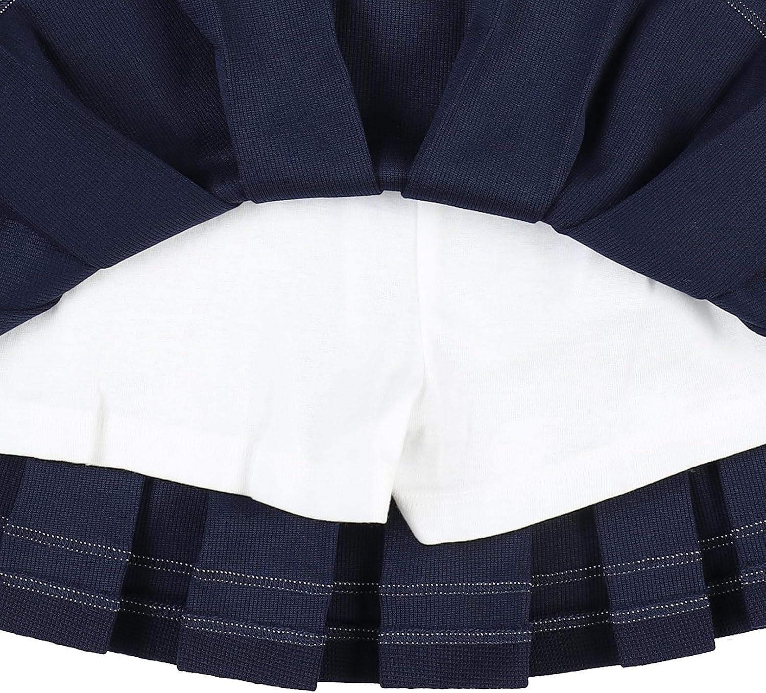 Girls Pleated Skirt Skort School Uniform Mini Skirt Cheer Skirt Tennis Skirt with Striped Hem and Inner Shorts
