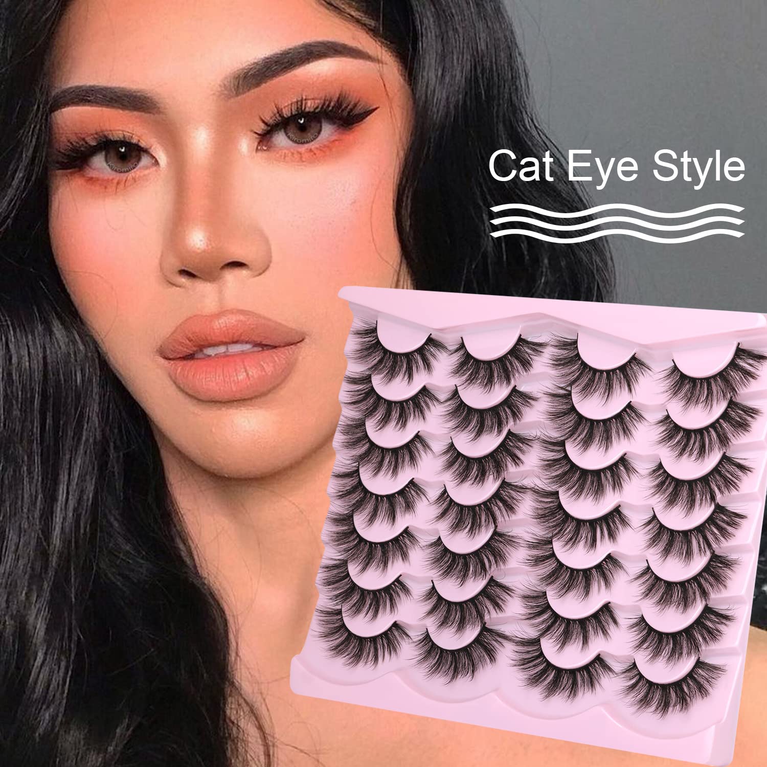 Pestañas postizas cortas de estilo de ojo de gato, de aspecto natural, tupidas 4