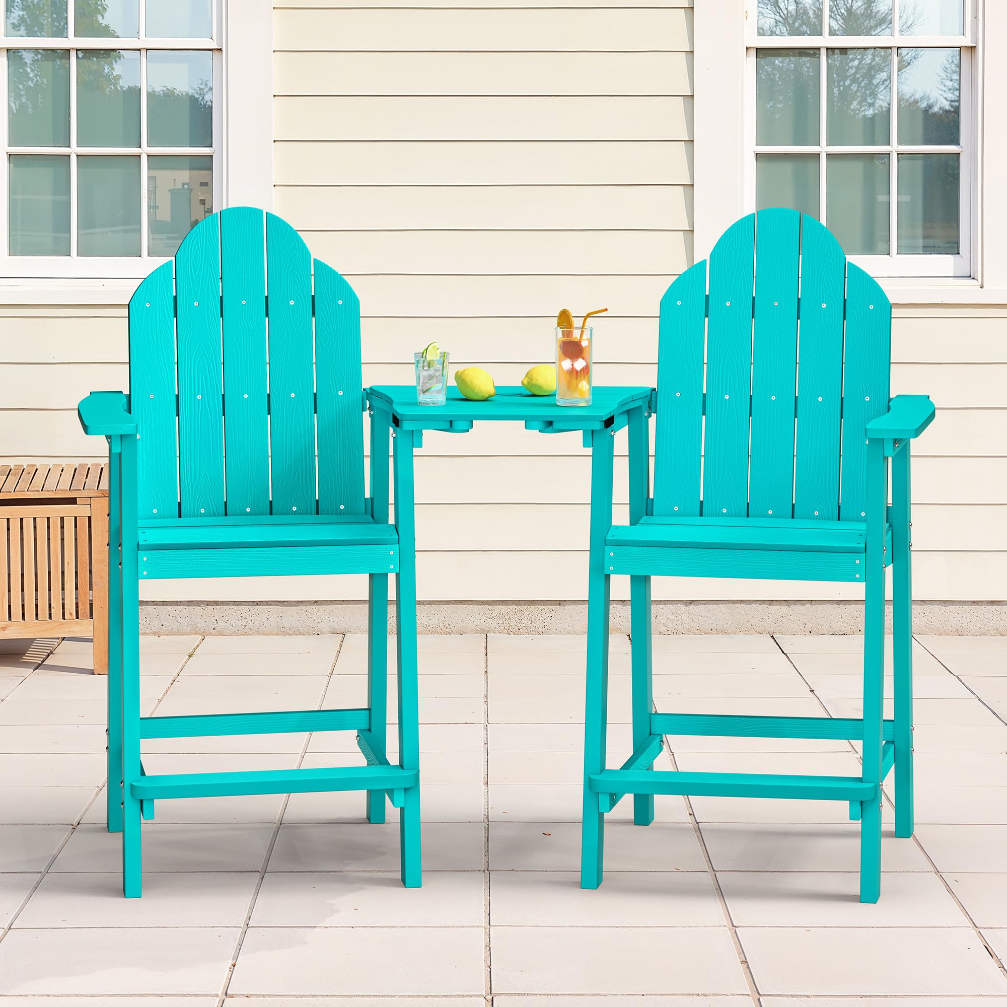 LUE BONA Tall Adirondack Chair Set of 2 Aruba Blue