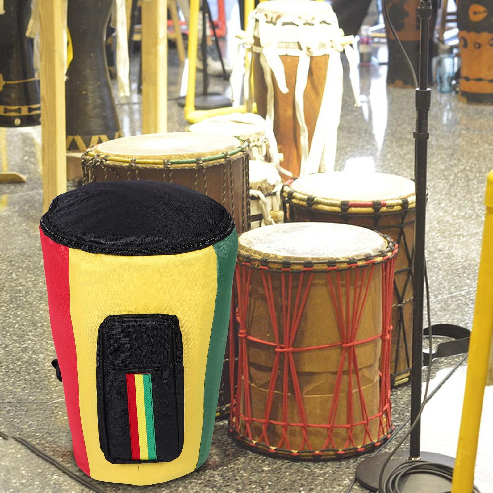 GALPADA Bolsa para Djembé Acolchada de 10 Pulgadas, Mochila para Instrumentos de Percusión con Correas Dobles, Tela Engrosada Resistente al Agua para Transporte y Protección