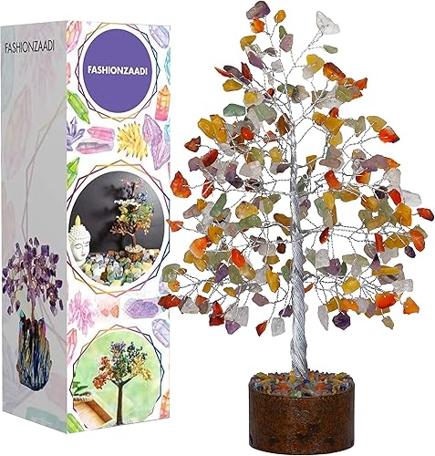 Árbol del dinero FASHIONZAADI con piedras preciosas, bonsai hecho a mano para el equilibrio de los chakras, sanación o reiki, árbol espiritual para