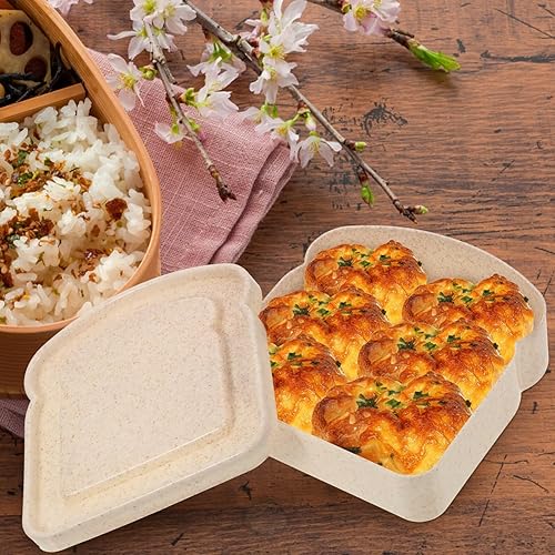 Miniatura 8 de Kichvoe Caja de sándwich con forma de tostada, pan de sándwich, contenedores de almacenamiento de alimentos, caja de almuerzo, sándwich Keeper