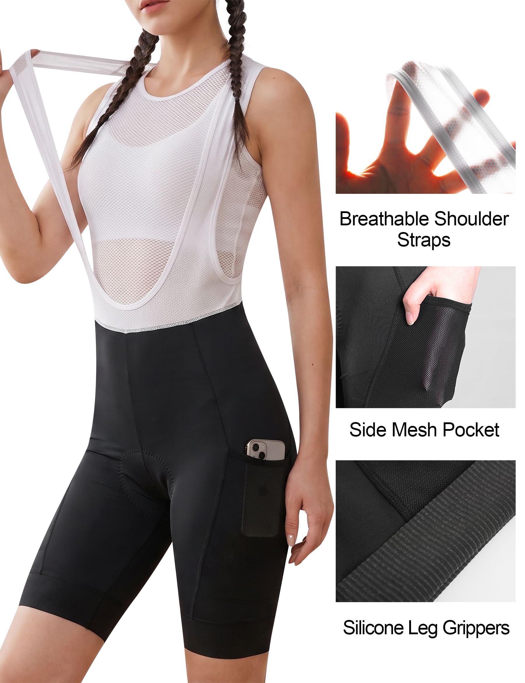 INBIKE Completo Ciclismo Donna Estivo Maglia Ciclismo Manica Corta + Salopette Imbottite 3D Completo Bici Traspirante Riflettente Asciugatura Rapida Elasticità Leggero DM
