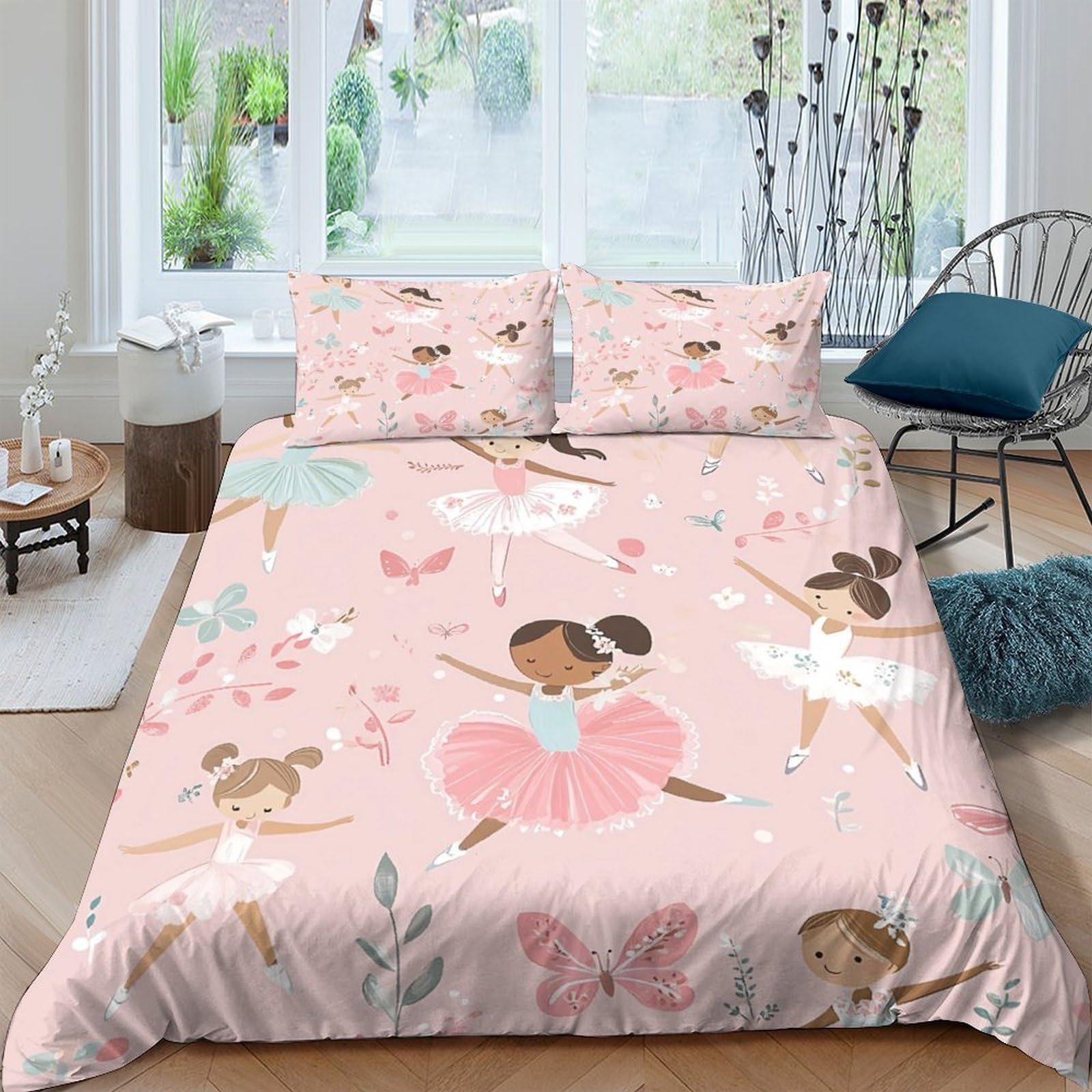 Ctjqhvkz Girls Style-2 3D Printed Ballerina Dancer Fitted Sheet Microfiber Pink Ballet Mattress Cover For Bedroom Guest Room Decor Single（135X200cm）