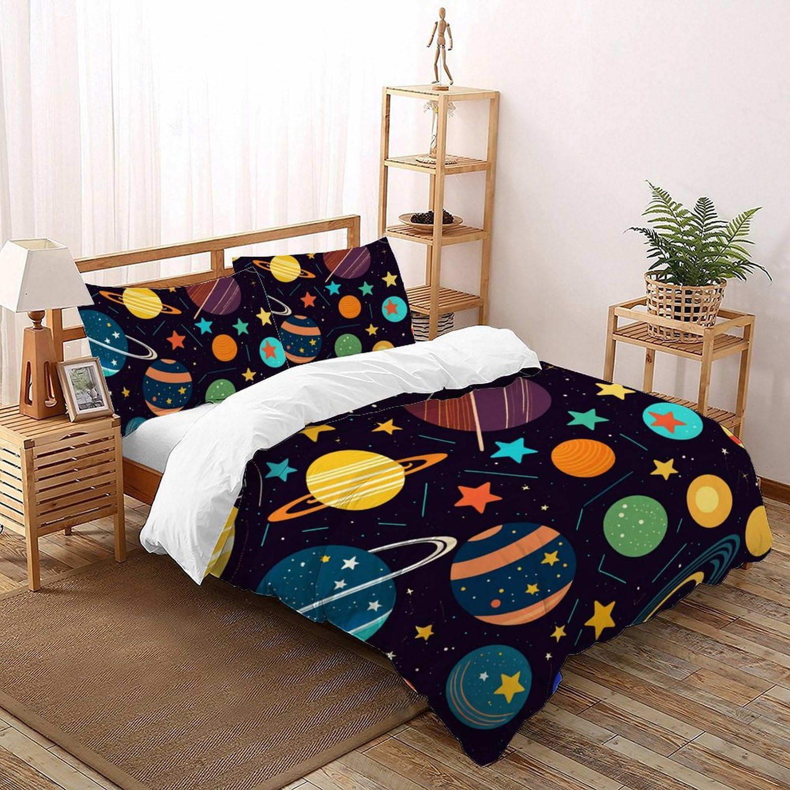 Housse de couette espace 3 pièces literie adulte microfibres parure de lit 200x200