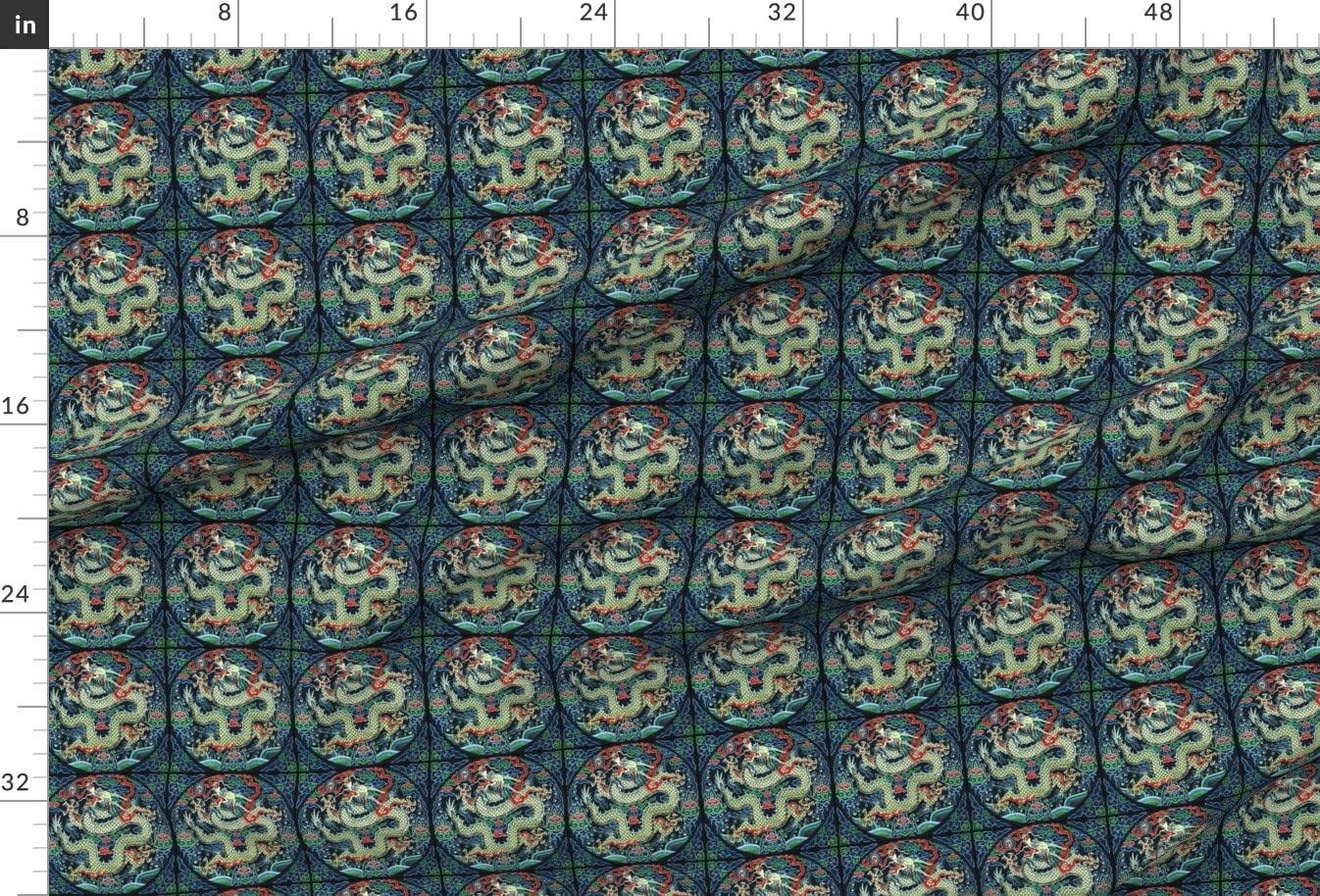 Spoonflower Fabric - Royal Green Golden Novelty Asian Japanese China Chinese Oriental Printed on Minky Fabric by The Yard - Sewing Baby Blankets Quilt Backing Plush