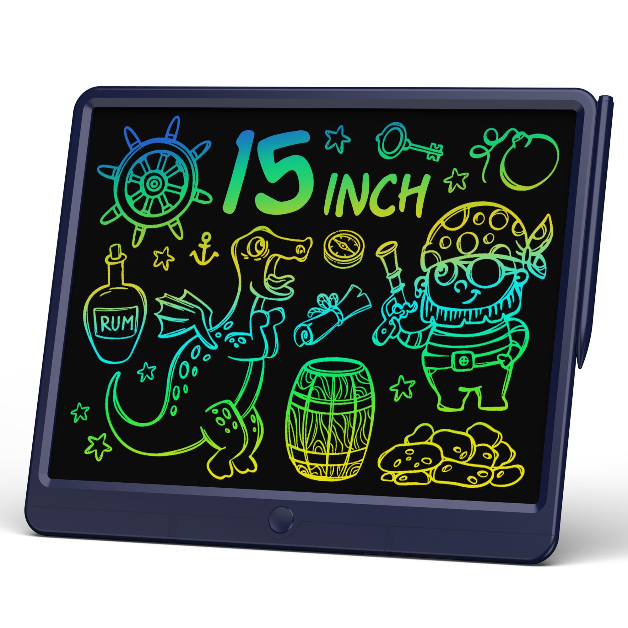 LCD Writing Tablet 15 Inch, Colorful Screen Doodle Board Drawing Pad for Adults & Kids, Electronic Writing Board Drawing Tablet, Educational Toys Gifts for 3-12 Year Old Boys, Girls,Toddler (Navy)-picture-11