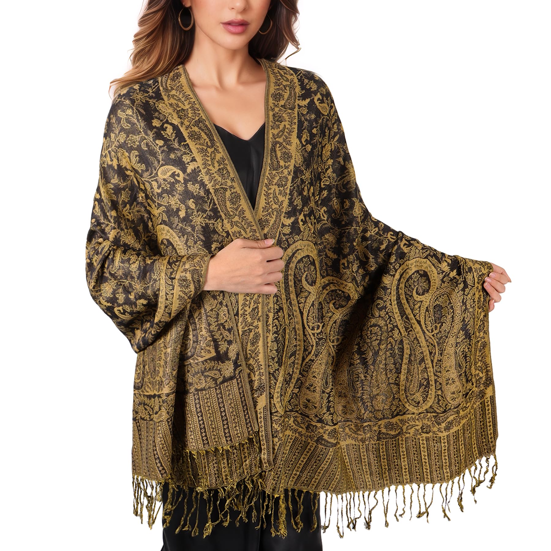 MUQU Women Pashmina Shawls and Wraps Scarf–Soft, Cozy, Lightweight and Versatile Wrap–Elegant Paisley Patterns–All Seasons