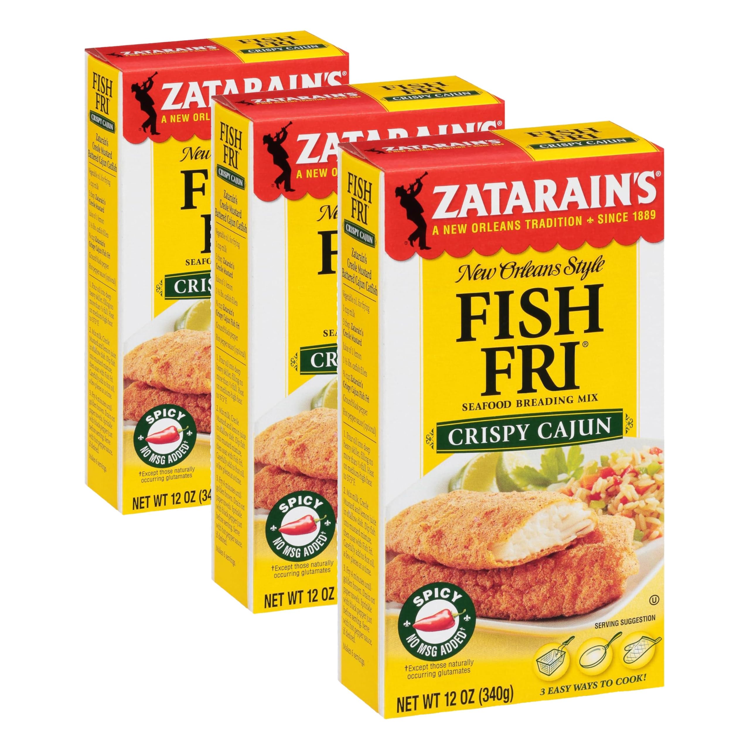 Crispy Cajun Fish Fri Seafood Breading Mix by Zatarain's – 12 Ounce (Pack of 3), Crispy Cajun, Pack of 3, Model 71429013131