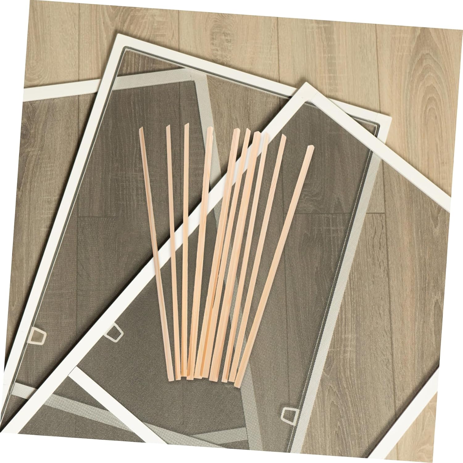 Zerodeko 10pcs Wooden Window Trim Molding Strips for DIY Decor Isosceles Design for Window Screens and Photography Props