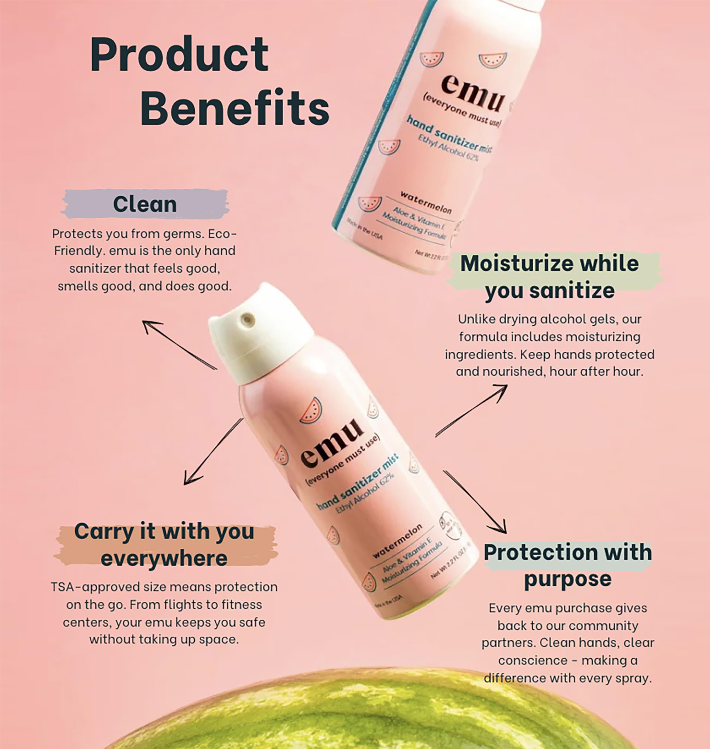 Amazon.com : EMU (EVERYONE MUST USE) Hand Sanitizer pocket spray