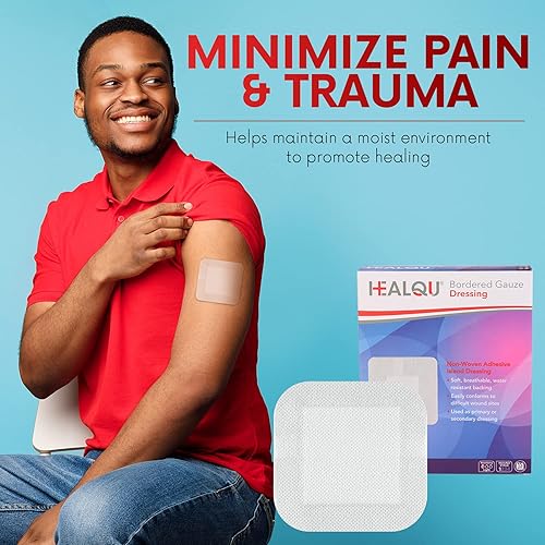 Miniatura 7 de HEALQU Apósito para islas  4 x 4 pulgadas, 30 unidades  Almohadillas de gasa envueltas individualmente, resistentes al agua, respaldo no tejido,