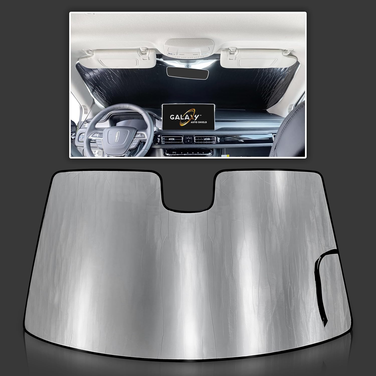 GalaxyAutoShield Custom Fit Reflective Windshield Sun Shade for 2019 2020 2021 2022 2023 Lincoln Nautilus SUV, Insulated Sunshade Privacy Blockout UV Reflector Protection - Made in USA