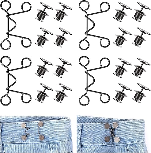 Botones de mezclilla para jeans sueltos, juego de 4 ajustadores de cintura para pantalones, extensor de hebilla de cintura ajustable, ajuste de