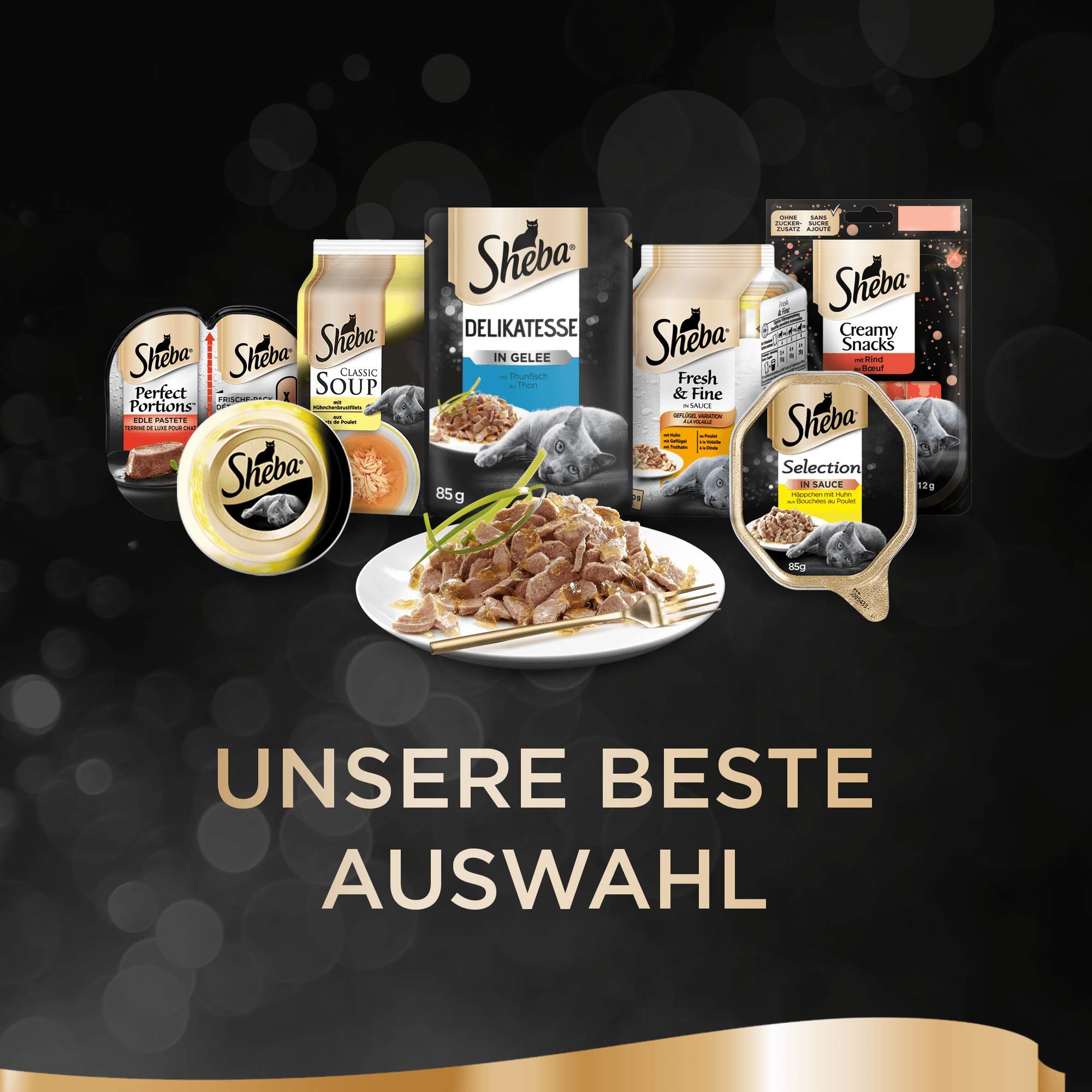 Sheba Delikatesse in Gelee – Hochwertiges Katzen Nassfutter mit feiner Fischauswahl – Im praktischen Portionsbeutel – 72 x 85g Alleinfuttermittel