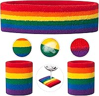 Vista 165 de ONUPGO - Conjunto de diadema y muñequeras deportivas para el sudor, hechas de algodón con bucles, muñequeras, contra humedad Rojo/Blanco/Azul