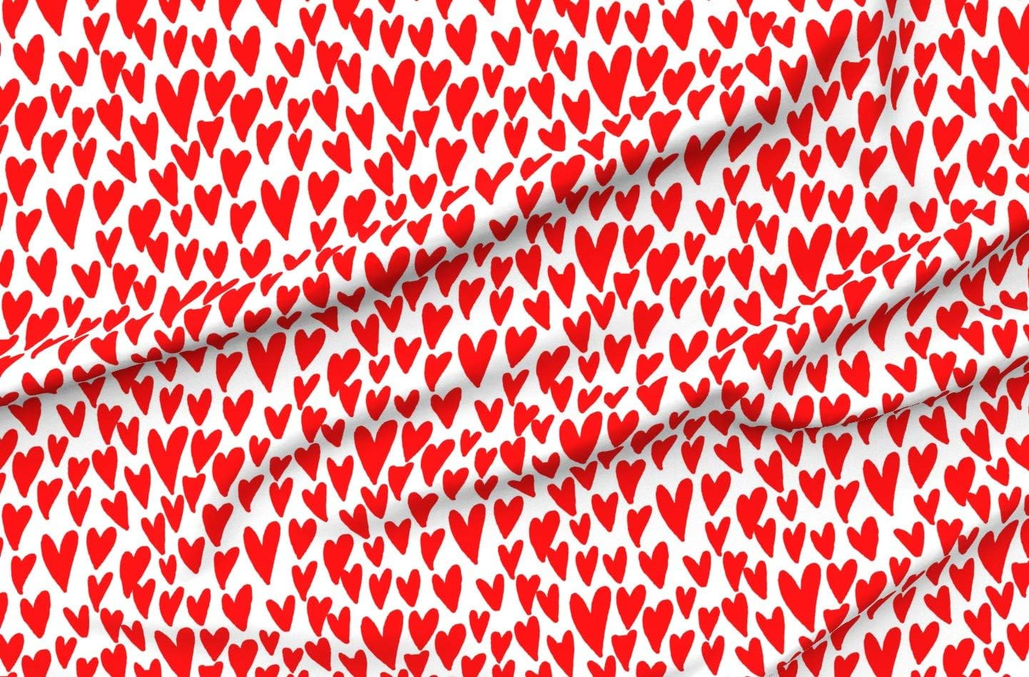 Spoonflower Fabric - Valentines Hearts Day Love White Red Valentine Heart Printed on Organic Cotton Sateen Fabric by The Yard - Sewing Quilting Apparel Home Decor