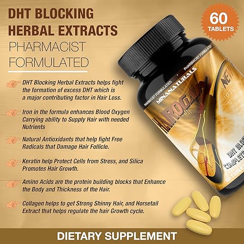Miniatura 4 de HAIROGAIN DHT Blocker. Apoya el crecimiento del cabello. 10000 mcg de biotina, colágeno y vitaminas para el cabello añadidas. Ayuda a disminuir la