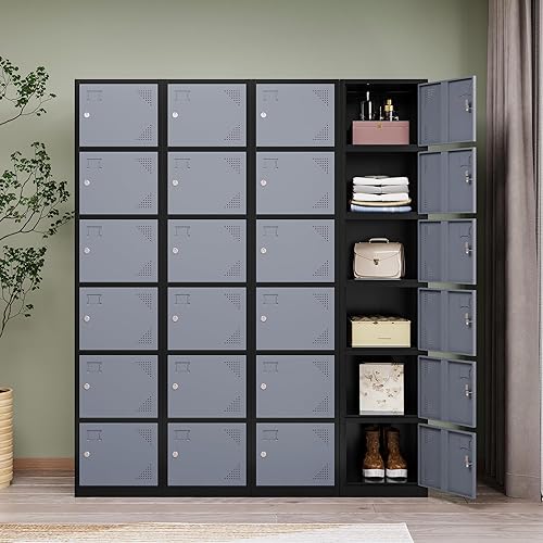 Vista 16 de Armario de metal para escuela, hogar, oficina, gimnasio, armarios de almacenamiento de acero para empleados y estudiantes, armario de almacenamiento