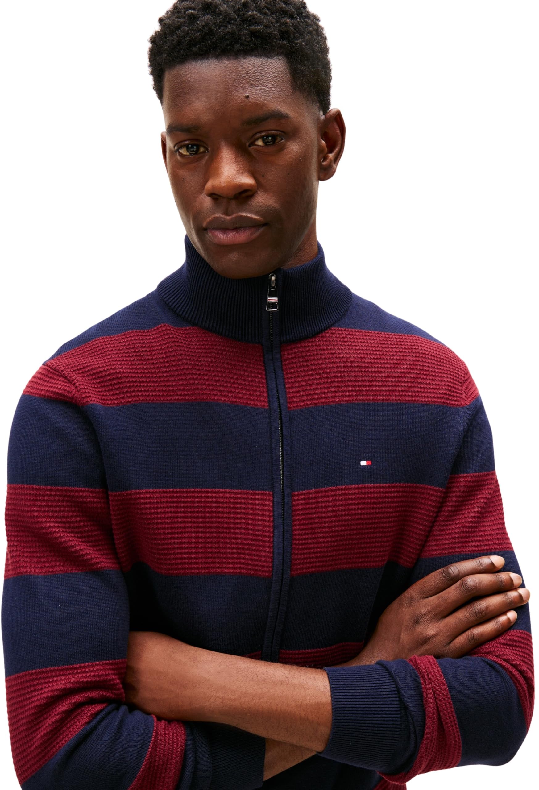 Tommy Hilfiger Block Stripe Cotton Zip Through Mw0mw41483 Suéter con Cremallera Hombre (Pack de 1)
