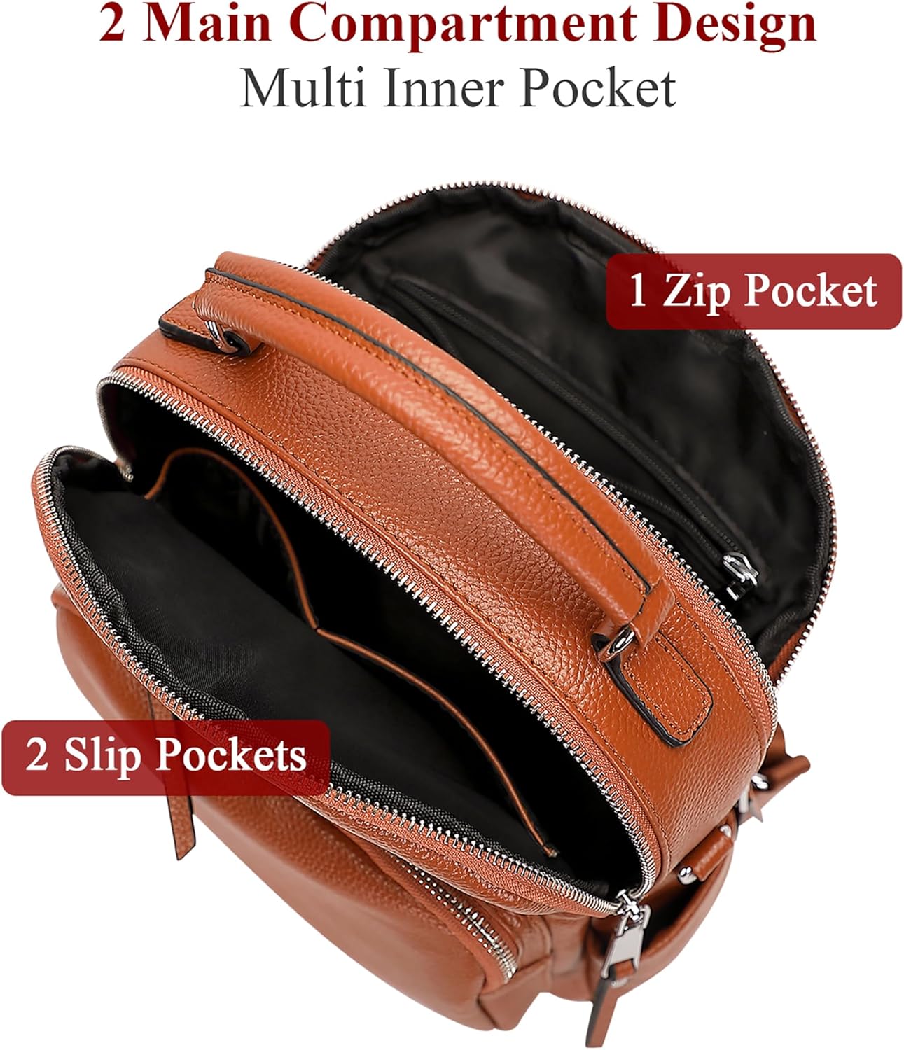 ALTOSY Genuine Leather Backpack for Women Small Convertible Backpack Purse Ladies Shoulder Bag 4 in 1 to Carry - Image 8