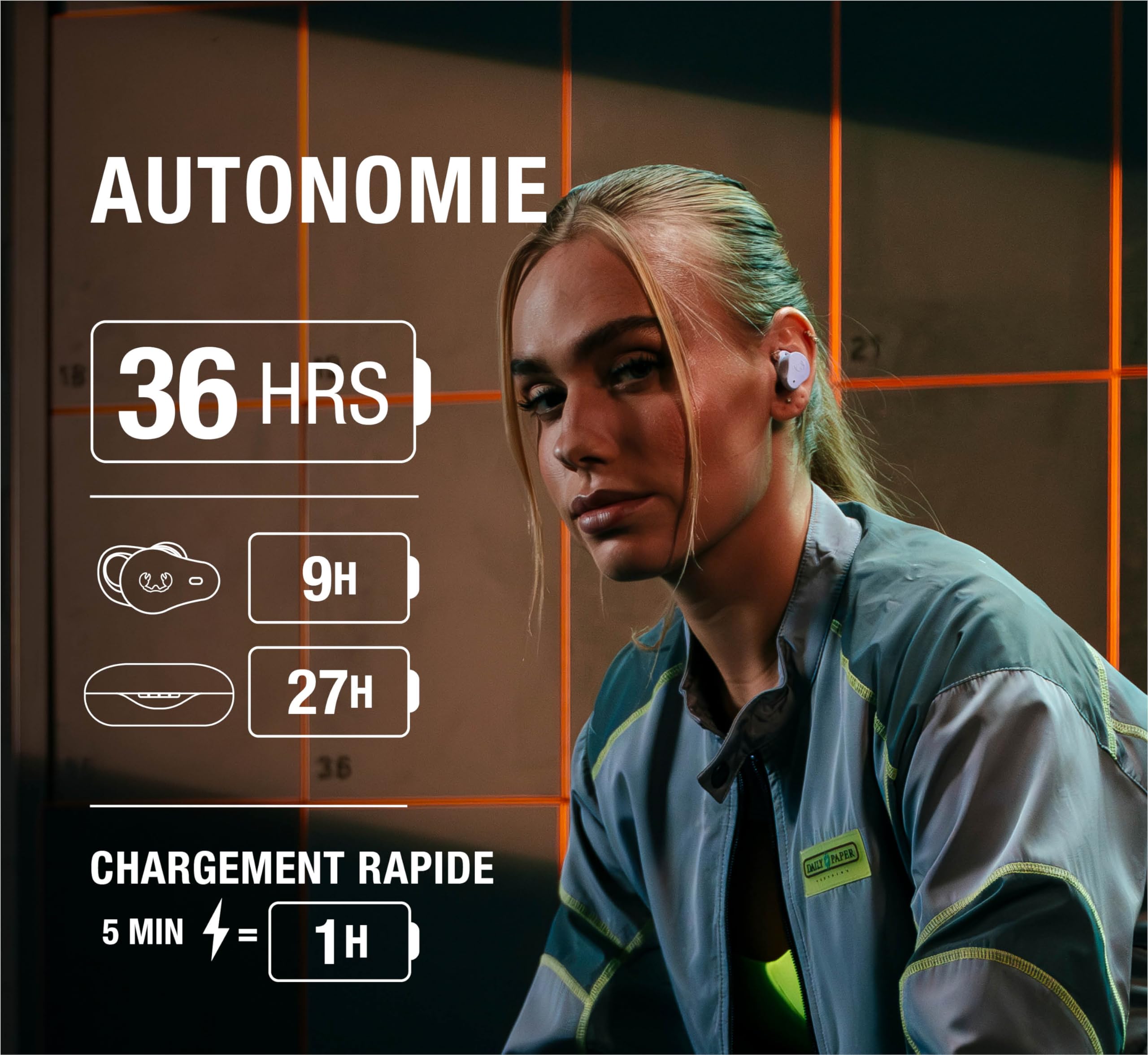 Fresh 'n Rebel Twins Rush, Écouteurs Bluetooth Sport Intra-Auriculaires avec Suppression Active du Bruit, Mode Son D'Ambiance, Étanche (IP57), Microphone Intégré, Contrôle par Touches (Storm Grey)