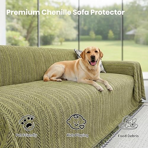 Miniatura 27 de Nobildonna Funda de felpilla lavable para sofá de 3 plazas, funda protectora de muebles para sala de estar, beige, 71 x 134 pulgadas Beige,Marfil